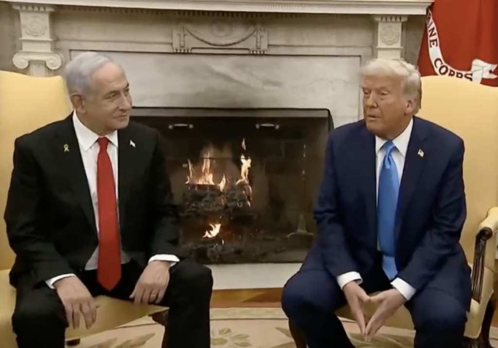 Israeli PM Netanyahu and President Trump in the Oval Office (Screenshot)